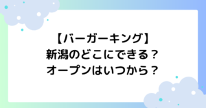 【バーガーキング】新潟のどこにできる？亀田イオンはいつからオープン？
